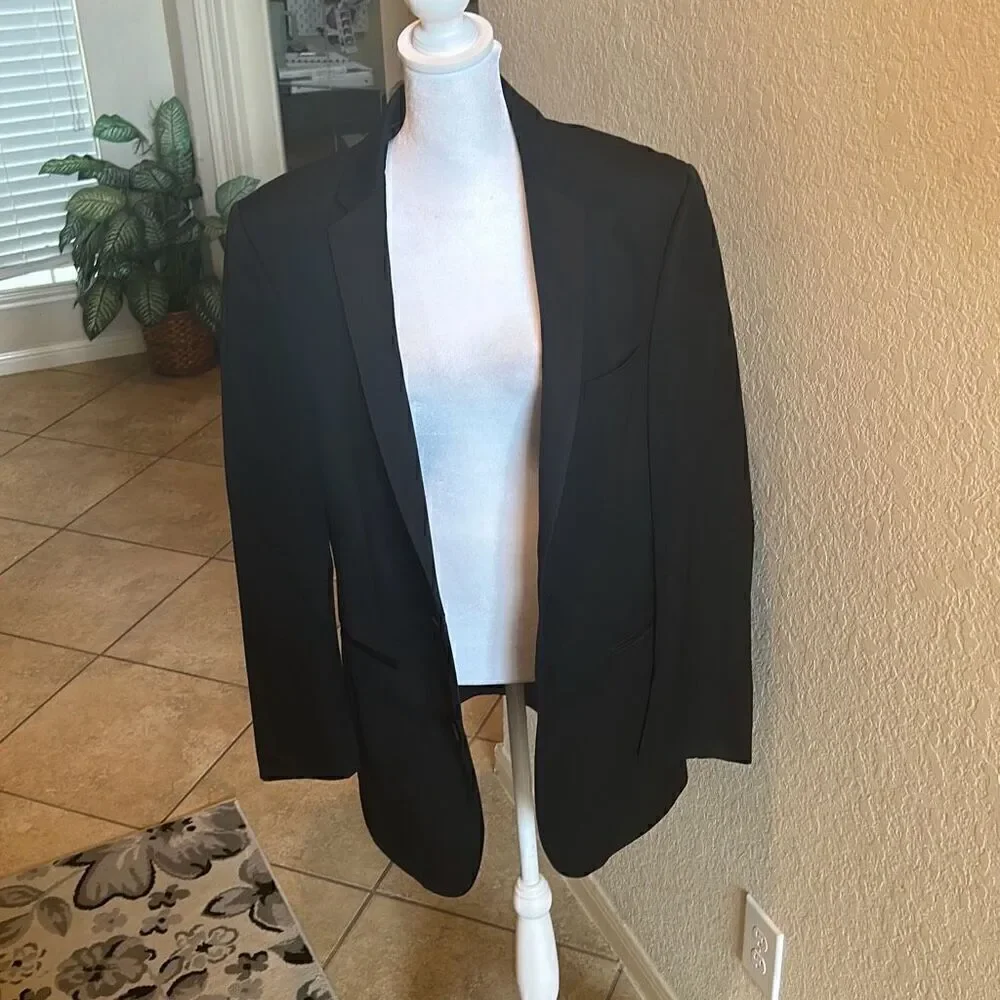 Michael Kors Men's Size 40L Classic Suit Jacket Black Double Button Formal